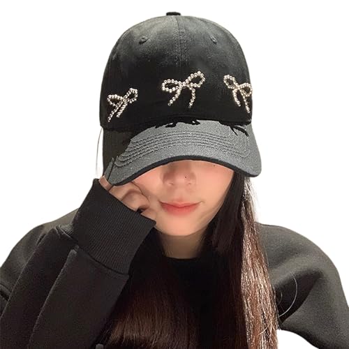 Dance Baseball Hat for Girl Beaded Bowknot Hat Windproof Baseball Hat Spring Sun Hat Outdoor Cycling Hiking Hat3