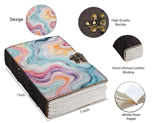 Image of DI-KRAFT Customize Diary with Name with Beautiful UV Prints | Customized Leather Writing Diary Unruled White Paper Journal Personal Notepad Sheets Daily Planner for Gifting (Pattern 1)