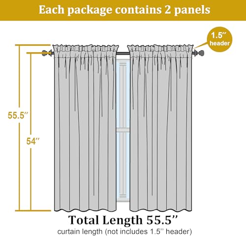 Image of OWENIE Sheer Curtains 54 Inch Length 2 Panels Set, Plam Clear Sheer Short Curtains for Small Window, Light Filtering Clear Curtains Sheer, 2 Pcs 84 Width 54 Long, Plam