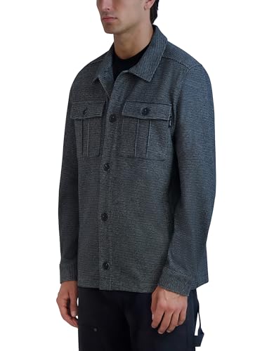 Image of KARL LAGERFELD Men's Long Sleeve Heathered Shirt Jacket