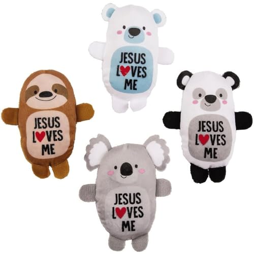 Fun Express Jesus Loves Me Plush Animal Assortment - Soft Bean Bag Plush Toys for Kids Church Giveaways Sunday Schools & Special Occasions - Adorable Animal Figures Perfect for Teaching - 50 Pieces