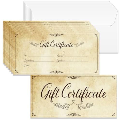 Cartes cadeaux vierges anniversaire et fêtes, style vintage avec enveloppes