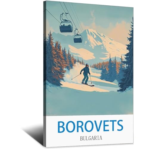 Affiche Borovets Bulgarie 50x75 cm : poster voyage vintage pour décoration salon vintage