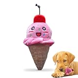 PetSport Tiny Tots Foodies Ice Cream - Ice Cream Dog Toy, Stuffed Animal Toy with Squeaker for Small Dogs, Interactive Puppy Squeaky Plush - 5 Inch