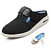 Chaussures Diabétiques Hommes Femmes Velcro Extra Large, Chaussures D'été Orthopédiques Larges pour Pieds Enflés, Chaussures De Santé Larges Baskets Seniors,Noir,38EU