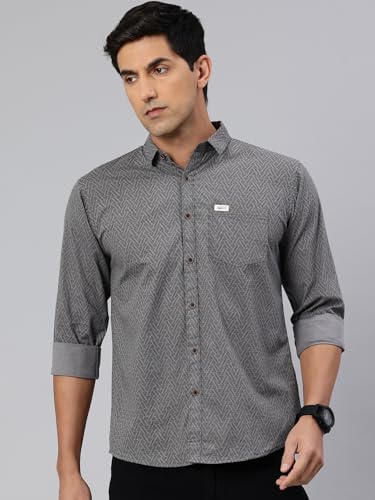Image of Majestic Man Custom Geometric Printed Pure Cotton Slim Fit Casual Shirt