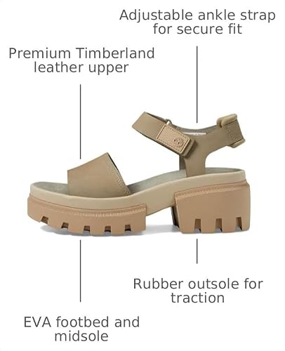 Timberland Timberland Women's Everleigh T-Strap Sandal, Beige, 10 Medium