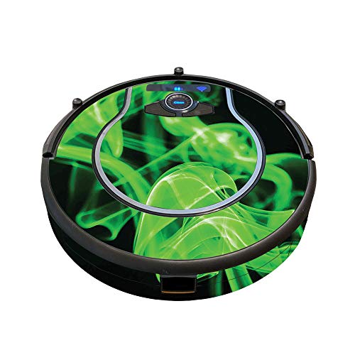 Image of MightySkins Skin Compatible with Shark Ion Robot 750 Vacuum Minimal Coverage - Green Flames | Protective, Durable, and Unique Vinyl wrap Cover | Easy to Apply, Remove | Made in The USA