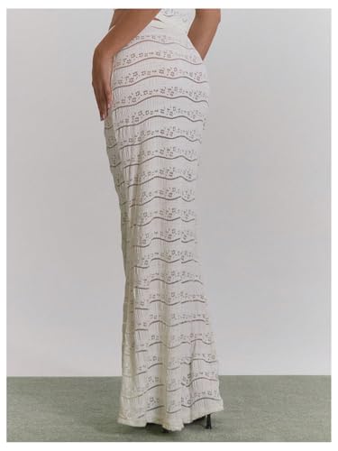 Milumia Women's Hollow Out Knitted Maxi Skirt Boho Low Waist Sheer Summer Long Skirts3