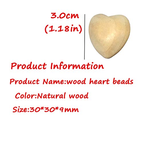 Image of 50pcs 30mm Unfinished Wood Hearts Beads with Holes Natural Heart Shape Wooden Bead for Bracelet Handing Materials DIY Beading Accessories (1.18in 50pcs)