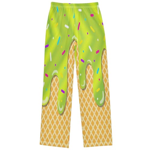 Boy's Pants Green Stripe Ice Cream Jogger Pants Elastic Waist Long Bottoms Trousers with Pockets 6-14 Years