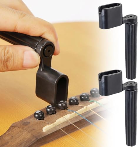3 Pcs Guitar String Winder, Guitar Peg Puller, Peg Bridge Pin Tool, Guitar Maintenance Tool, Black - Thumbnail 4