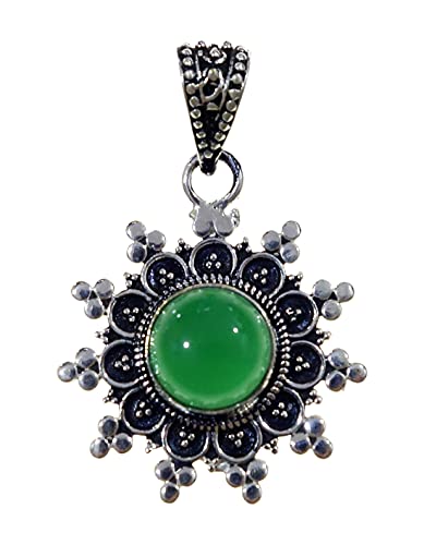 Pendentif onyx vert unique, bijou de créateur fait main en argent à offrir pour une fête