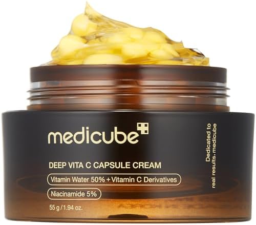 medicube Deep Vitamin C Golden Capsule Face Moisturizer - Liposome Capsules For Wrinkles, Skin Radiance - Transparent Gel for Glow Hydration - Korean Skin Care 1.94 oz
