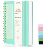 Smarpau Spiral Notizbuch A5 Ringbuch, Hardcover PVC Lined Journal mit 320 Seiten und 100gsm Premium-Papier, Der Collegeblock Notizblock Eignet Sich Zum Schreiben und Notieren, 14.5 x 21cm-Aquamarin