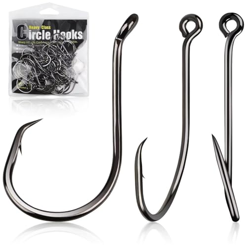 Dovesun 2X Strong 50PCS Catfish Hooks Octopus Circle Hooks Saltwater and Freshwater 8/0