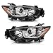 CROSSDESIGN Headlights Left & Right Compatible with Mazda CX-5 2013-2016 Halogen Factory Headlamp Clear Lens Chrome Housing Amber Reflector
