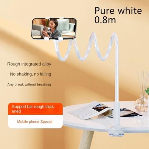 Image of MOMISY Mobile Phone Holder, 360 Adjustable Gooseneck Clamp Mount, Universal Phone Stand for Desk, Office, Home (Nut White, 60 cm)