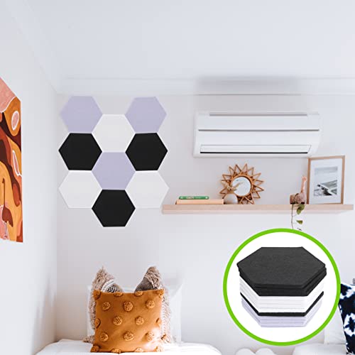 12 paneles acústicos hexagonales autoadhesivos de fieltro para aislamiento, tableros para paredes, material premium para absorción de ruido para estudio en casa, oficina y más miniatura 3
