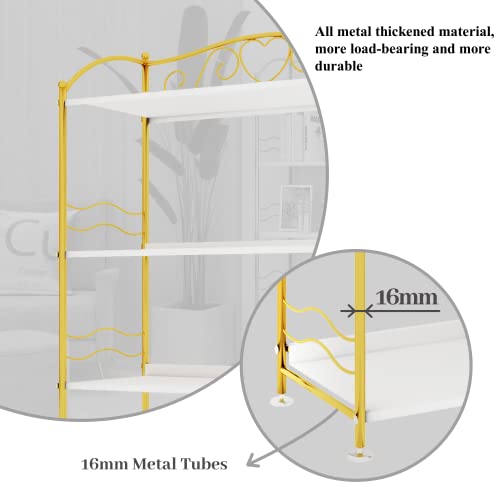 Yadoolife 5 Tiers Bookshelf For Bedroom, Vintage Arched 5 Shelf Metal Bookcases, White And Gold Storage Shelf, Vertical Book Rack, Books Holder Organizer In Classroom/Living Room/Home/Office #TOP4