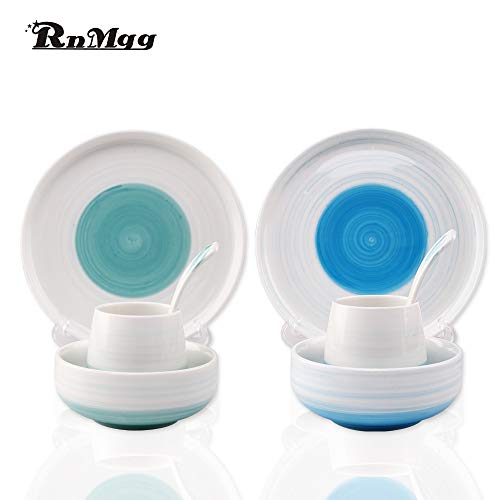 RnMgg Kitchen Creamic Dinnerware Set, plates,cup,Bowls,8 Piece tableware Service for Couple