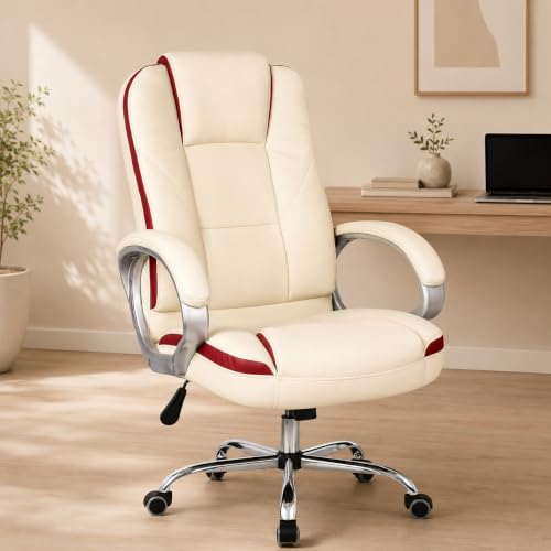 Image of Oakcraft Premium Ergonomic Office Chair - Adjustable Swivel Desk Chair with Lumbar Support & PU Leather Upholstery