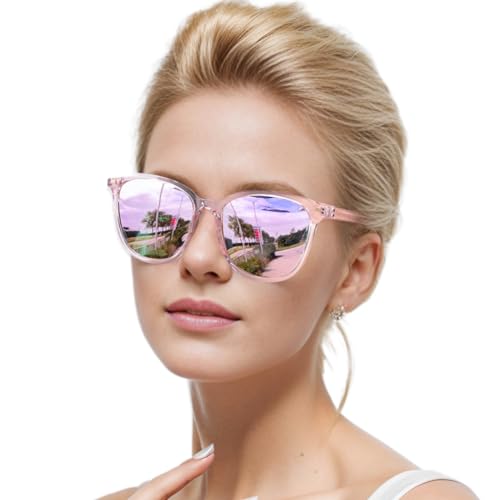 IGnaef® Trendy Polarized Sunglasses for Women, Square Mirrored Shades with UV Protection Anti Glare Sun Glasses IF1851