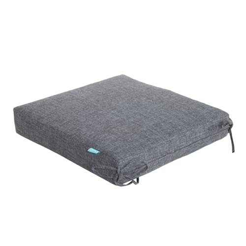 Image of QILLOWAY Outdoor Chair Cushion Set with Strings,Replacement Outdoor Cushions for Patio Furniture.(Charcoal Grey /Black)-Sets of 2