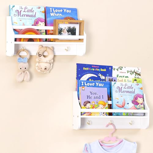 MOFASVIGI Set di 2 mensole galleggianti per bambini, organizer da parete, per giocattoli, decorazione per la cameretta...