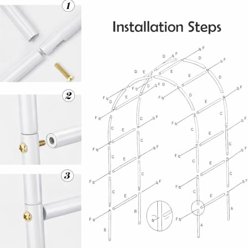 image for Adorox Metal Garden Arch Trellis for Climbing Plants 7.8ft Outdoor Arc