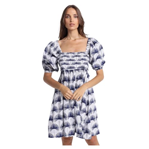 Victorio & Lucchino, V&L Para Mujer. 3562718 Vestido Corto Estampado Azul (S), Casual, AlgodóN, Manga Corta