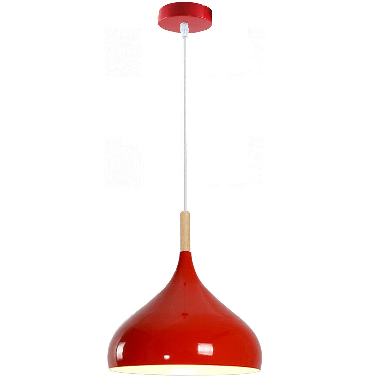 LEDSone Modern Ceiling Pendant Light Red Metal 31.5 cm Width Lampshade Easy Fit E27 Base with Adjustable Cable Hanging Light Fitting for Kitchen Living Room Bedroom Restaurant Office Bar