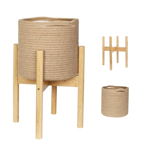 WILLITAT Plant Basket with Stand, Indoor Round...