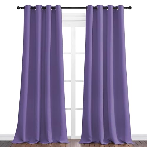 Image of NICETOWN Lilac Purple Blackout Curtains 90 inch Long for Office, Dining Room, Guest Room, Sound Reducing Heat and Cold Block Curtain Panels for Modern Room Decorative (55 inch Wide, 2 Pieces)