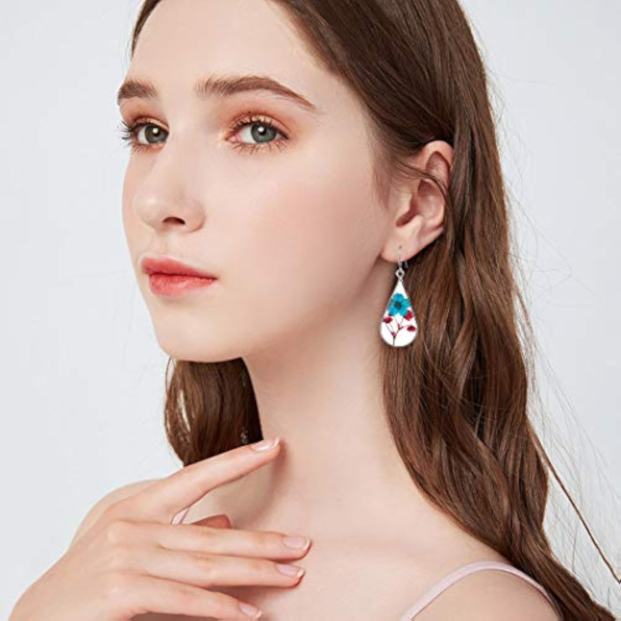Dried Flower Water Drop Dangle Earrings