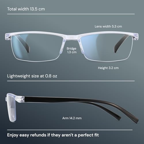 Image of Gaoye +1.5 Executive Style Reading Glasses Men - Durable Readers with Blue Light Filtering - Comfortable Fit with TR90 Frames