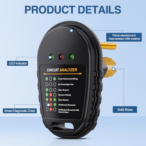 Nilight 30 AMP RV Circuit Tester 125V/3750W Analyzer Plug with LED Indicator Light Nema TT-30P ETL Listed Surge Protector Plugs for Camper Trailer by Nilight - Image 7