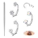 MODRSA Piercing Septum Herradura 18G Acero Quirúrgico Plata con Corazón de Zirconio Joyería para Mujer 8mm