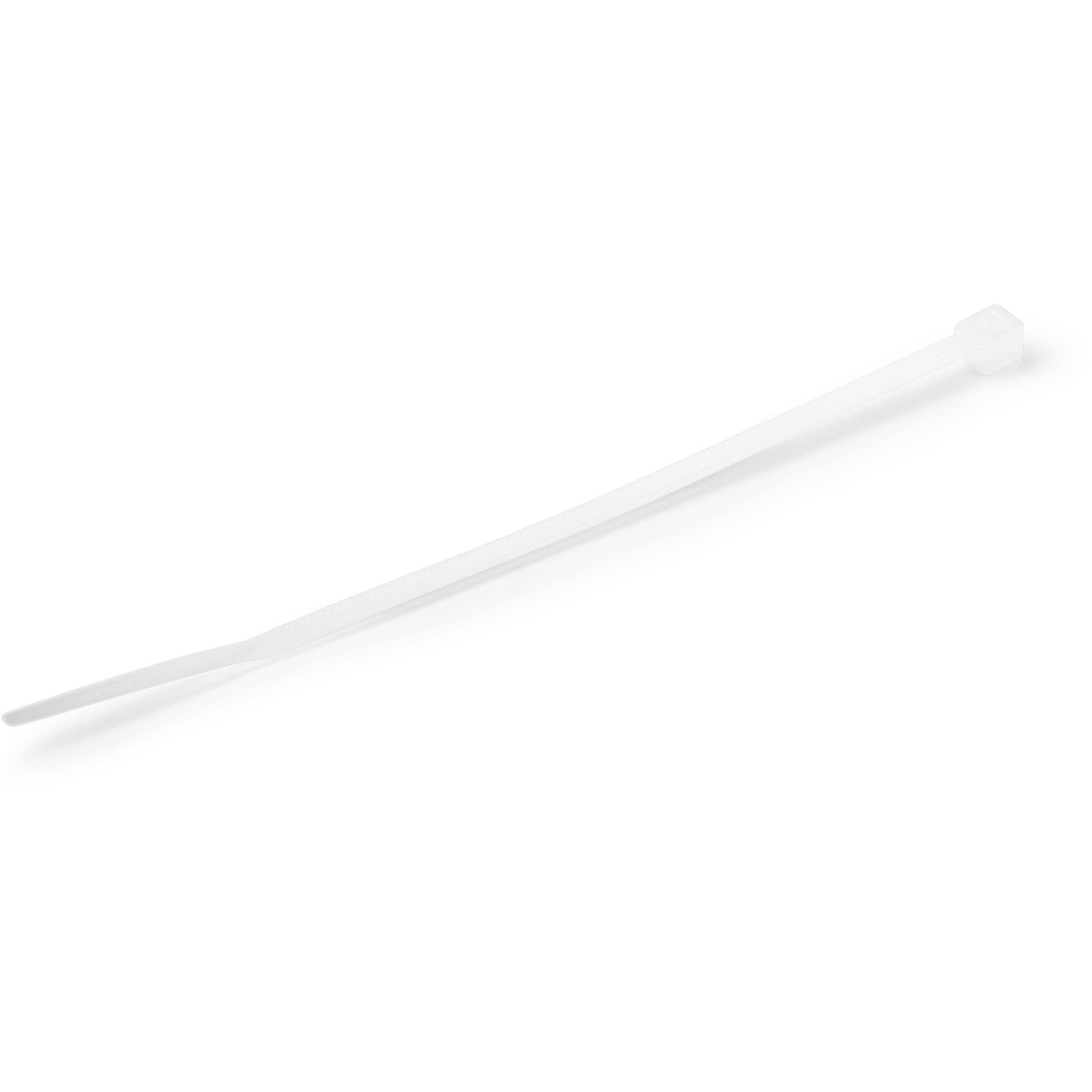 Bridas de 10cm para Cables - 8 kg - Nylon - 94V-2 - UL - Paquete de 1000 - Blancas (CBMZT4NK) | Diámetro de haz de 22mm, Punta curva, Instalación sin herramientas, Autobloqueantes