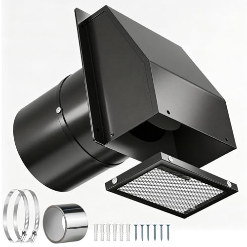 YigoEce 5 Inch Hooded Wall Vent Black