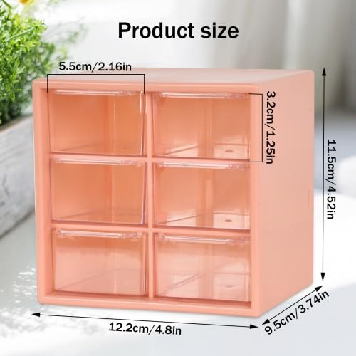 Bastelbox Aufbewahrung mit 6 Schubladen- Durchsichtige & Weiße Schubladenbox Schreibtisch für Makeup/Schmuck/Bürobedarf/Stifte Organizer, Schlafzimmer Badezimmer