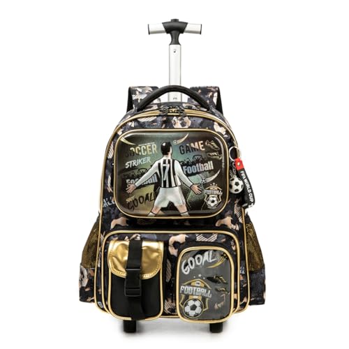 Kit Mochila de Rodinhas Escolar Futebol Infantil Lancheira Térmica Estojo Resistente Masculino