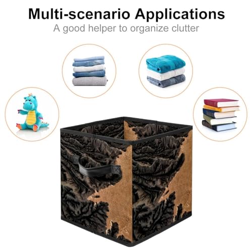 Boîte de rangement pliable en tissu panier cube avec poignées