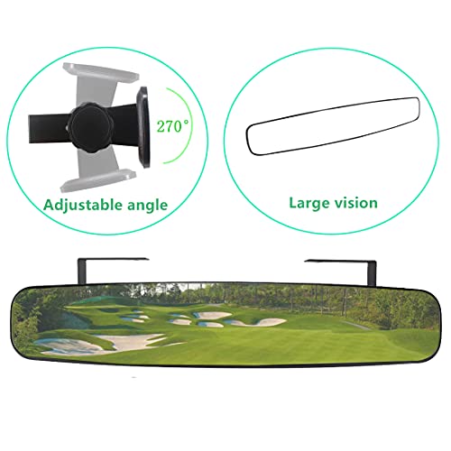 Image of Golf cart Rear View Mirror, 16.5 inch Extra Wide 180 Degree Panoramic Rear View Mirror Fit for Golf Cart EZGO Club Car Yamaha(Golf cart Mirrors)