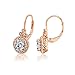 Rose Gold Plated Sterling Silver Antique Drop Earrings set with Round Cut Swarovski Zirconia (3.5 cttw)