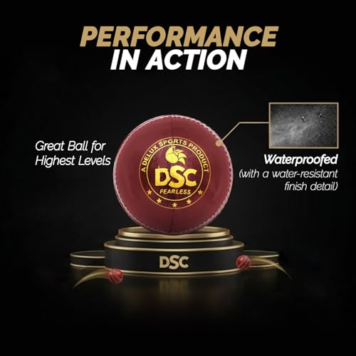 Image of DSC Swing 4-Piece Premium Leather Ball, Hand Stitched for Enhanced Swing & Shape Retention (Red, Pack of 1)