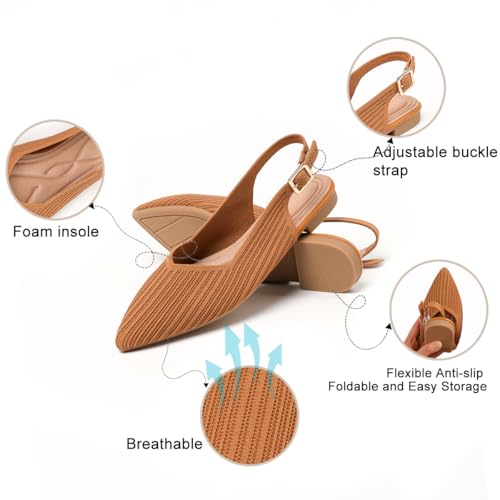 Women's Flats Shoes Pointed Toe Knit Foldable Ballet Ankle Strap Flat for Women Comfortable Dress Slip On Womens Shoe for Casual Office Work3