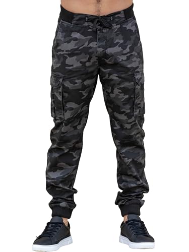 989Zé ENZO Mens Cargo Pants Elasticated Waist Camo Combat Cuffed Military Joggers Trousers3