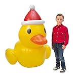 Giant Inflatable Vinyl Rubber Duck In Santa Hat (42" x 57") 1 Count, Fun & Festive Holiday Decoration For Pools, Parties & Outdoor Festivities