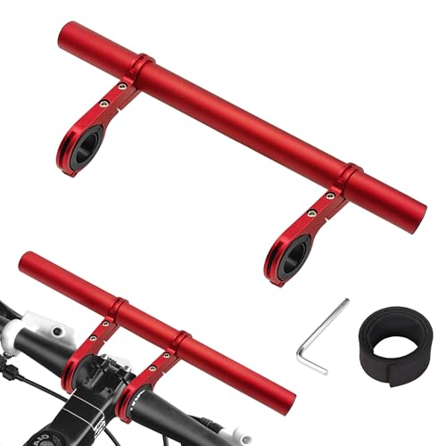 Bicycle Handlebar Extender, 11.8in Double Bike Handlebar Extension Rack,Multifunctional Aluminum Alloy Bracket Extension for Headlight,Holding Bicycle Speedometer, GPS (30 cm Crimson)